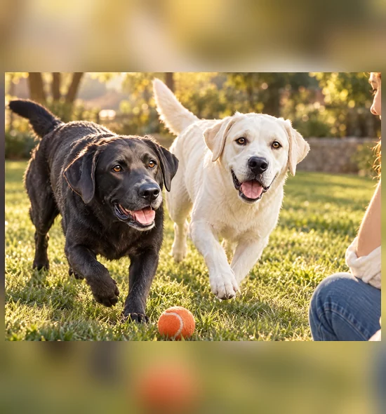 Dogs in a sunny field